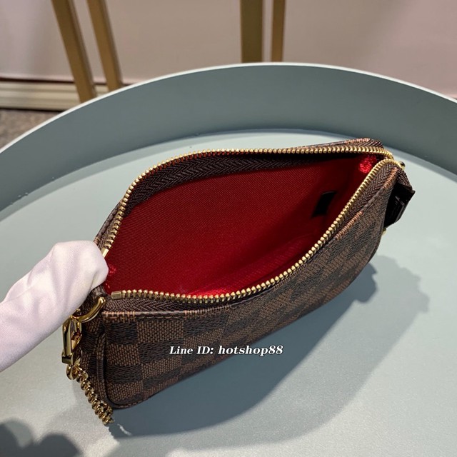 路易威登LV零錢包 M58009 咖格 Mini Pochette Accessoires手袋 LV老花鏈條零錢包 xxlv2212